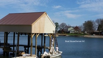 Exterior Painting of a boathouse in Denver, NC